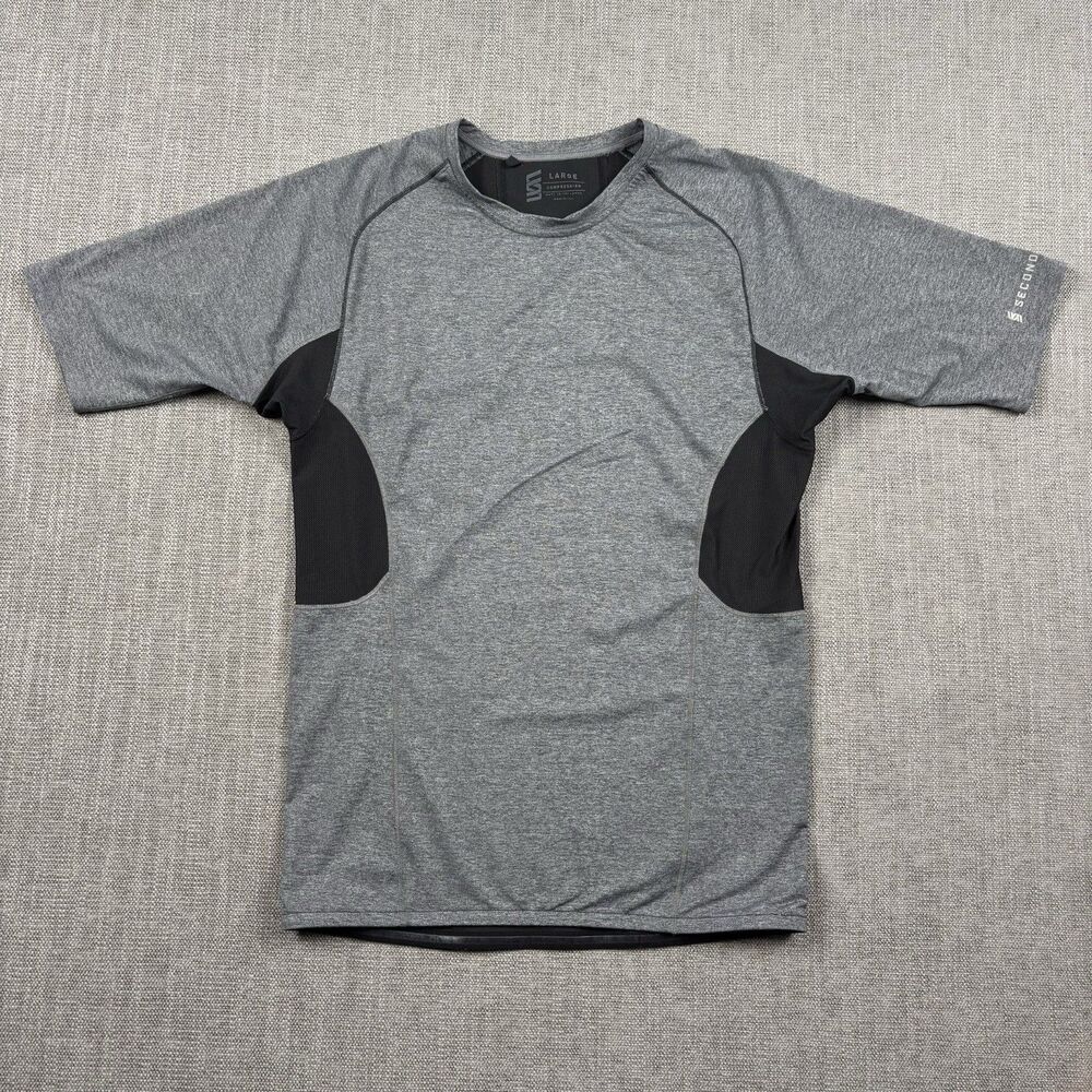 SECOND SKIN Quatroflx High Gauge Compression Shirt Men's L Grey/Black Athletic